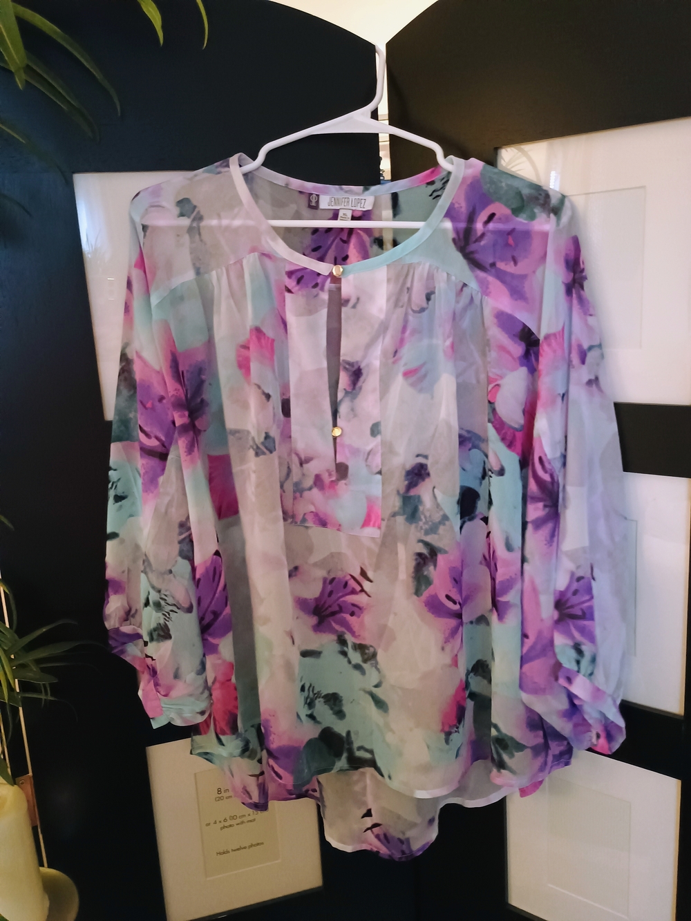 NWOT Purple, Pink & Aqua Floral Chiffon Blouse
